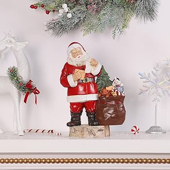 Amazon.co.jp: 高さ11.5インチ サンタクロースの置物 素朴な